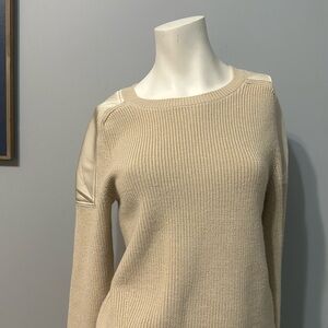 Women’s tan color sweater with shoulder accent, size M NWT NEW! Bundle & save!